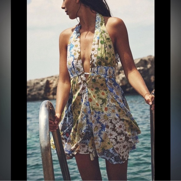 Zara Floral Halter Dress Small NWT - Picture 2 of 6